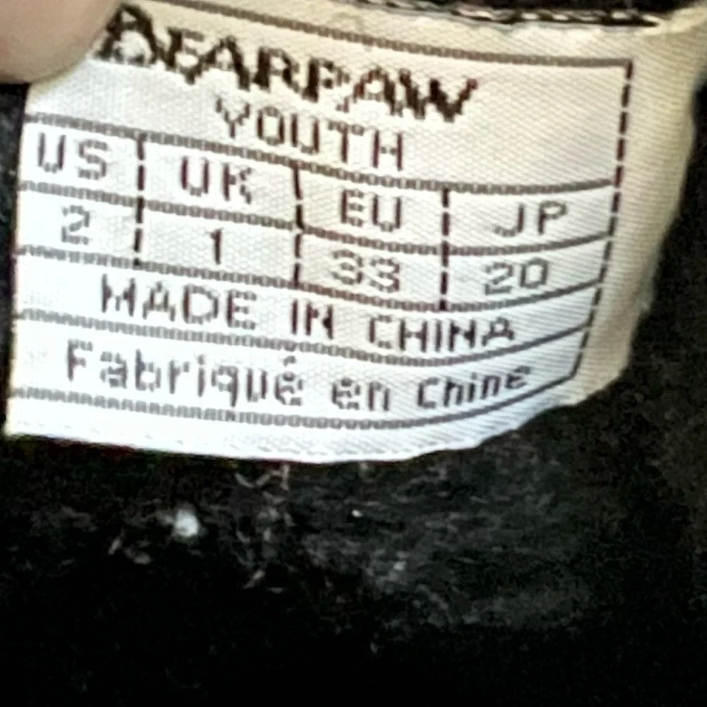 Bearpaw Boshie Youth Black boots size 2